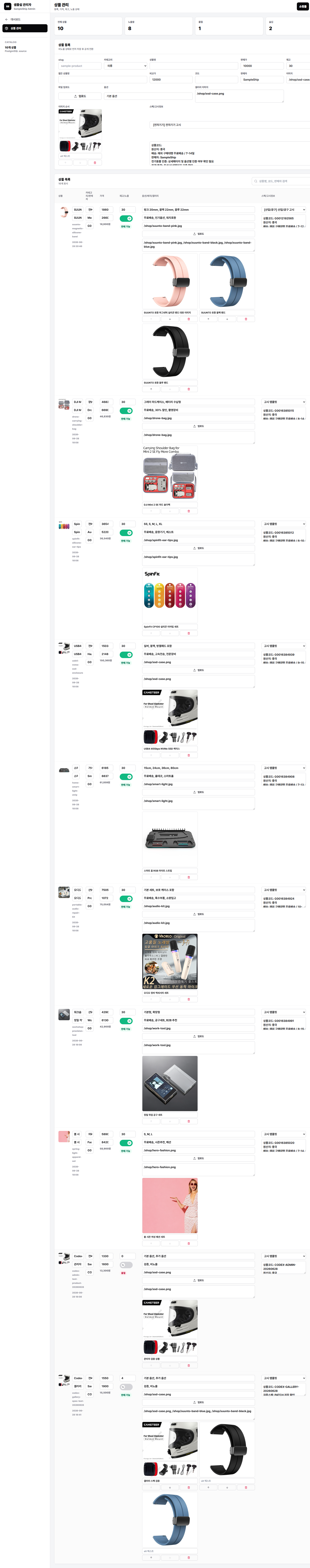 Sampleship Admin Product Spec Template UI